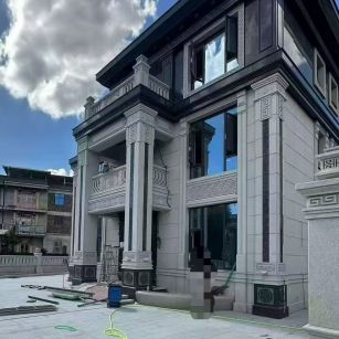 张家口 别墅干挂，芝麻白与芝麻黑完美配合