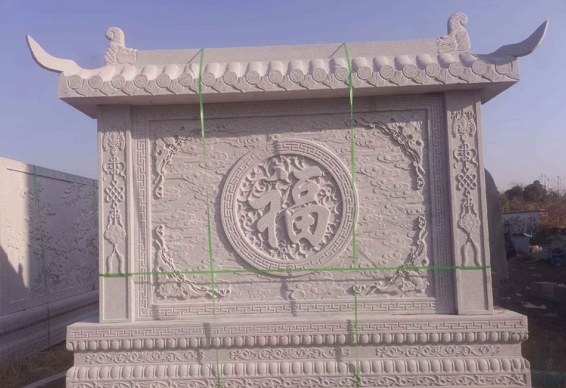 张家口 芝麻白花岗岩屏风，照壁，影壁